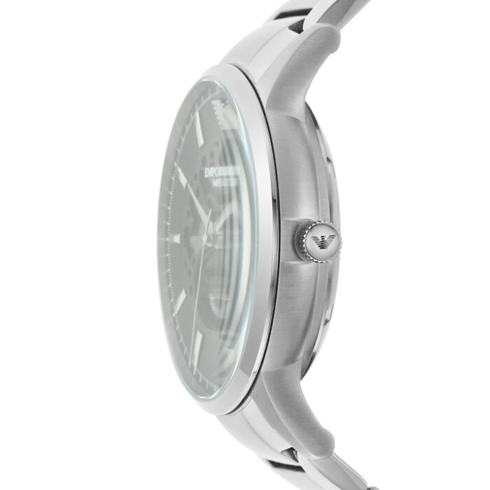 Emporio Armani Meccanico Automatic Black Dial Silver Steel Strap Watch For Men - AR60055 - Image 6